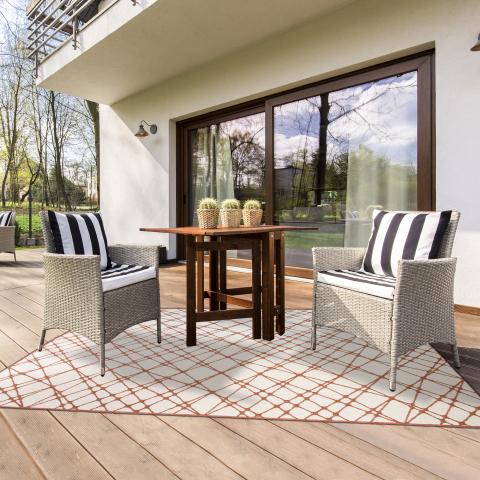 Tapis formes géométriques LYN2 AC REVERSIBLE Marron