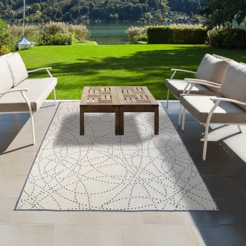 Tapis formes géométriques LYN2 BJ REVERSIBLE Bleu