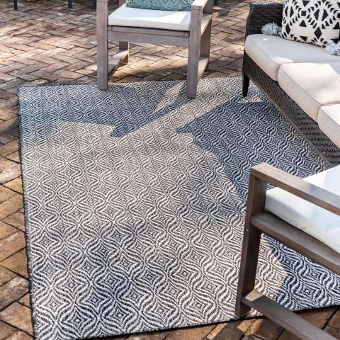 Tapis d'extérieur fait à la machine HAVEN 3 Noir
