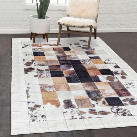 Tapis motif animalier HUSLIO Ecru