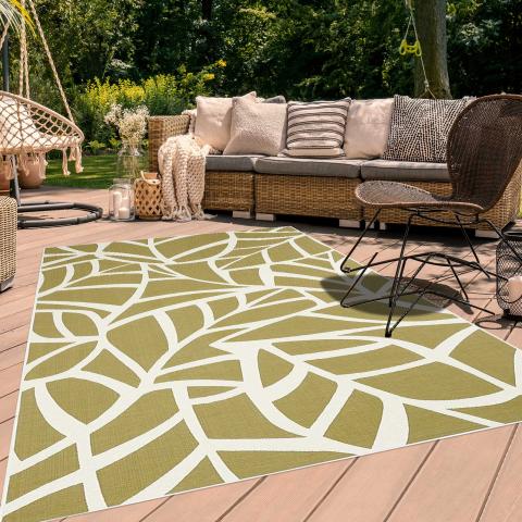 Tapis d'extérieur fait à la machine FEUILLE Vert