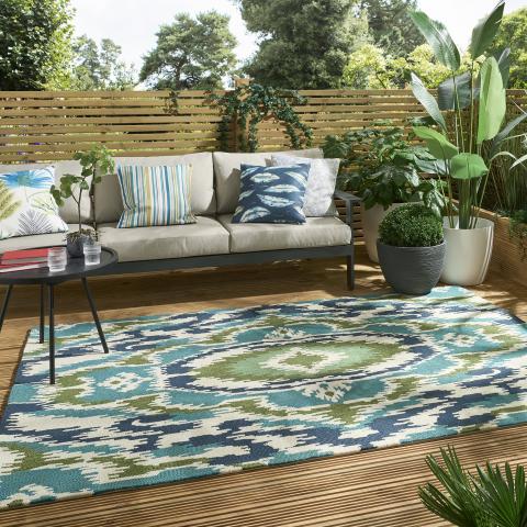 Tapis d'extérieur fait à la machine IXORA Bleu