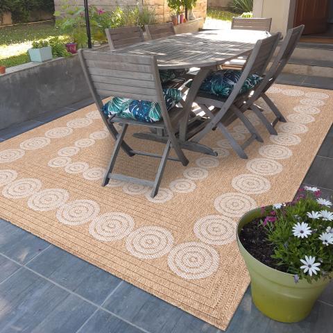 Tapis d'extérieur fait à la machine JUTE ART 8 Beige