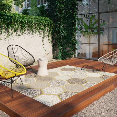 Tapis d'extérieur fait à la machine LUXORA 2 Beige