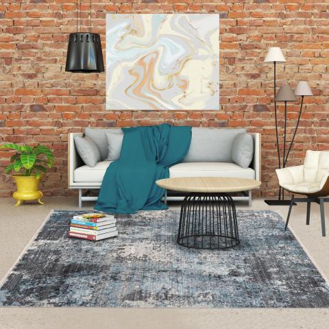 Tapis bleu et vert MEDELLA Bleu