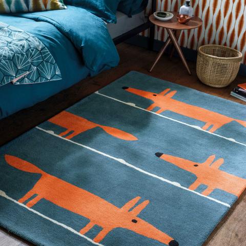 Tapis pour enfant MR FOX Bleu