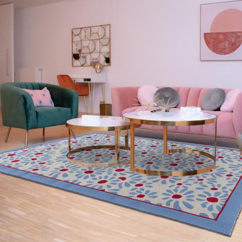 Tapis bleu et vert DAISY Bleu