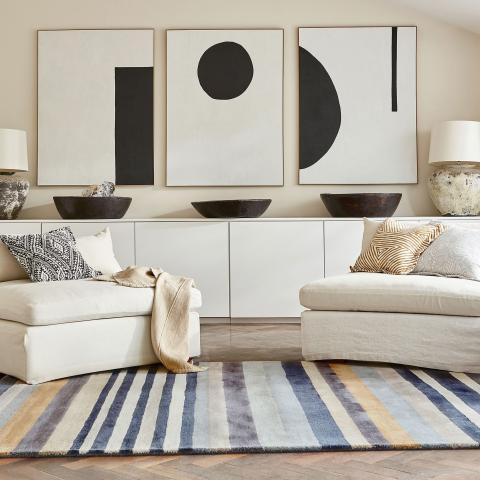 Tapis formes géométriques ROSITA Bleu