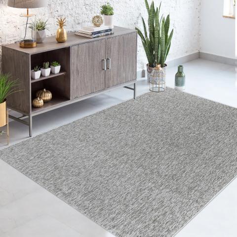 Tapis rond 130 cm SAKRDA Argent