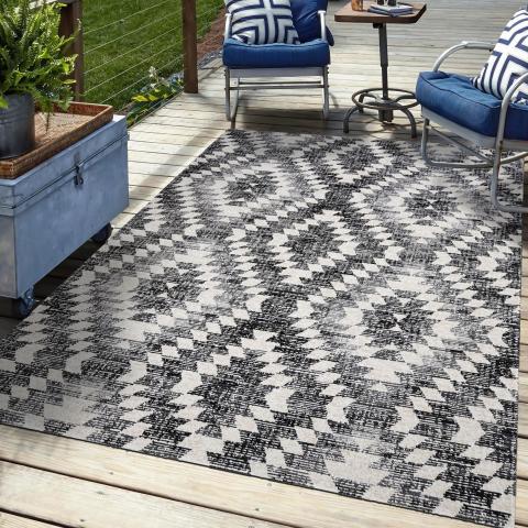 Tapis d'extérieur fait à la machine SANDRINE Gris