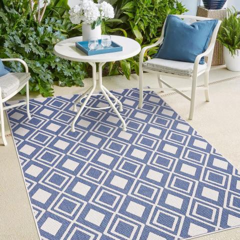 Tapis bleu et vert LYN2 Y REVERSIBLE Bleu