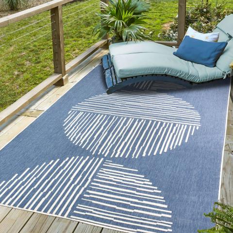 Tapis d'extérieur fait à la machine LYN2 BL REVERSIBLE Bleu