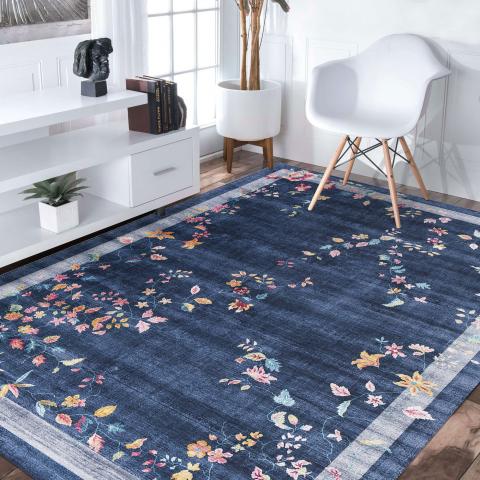 Tapis bleu et vert VIVACE 8 Bleu