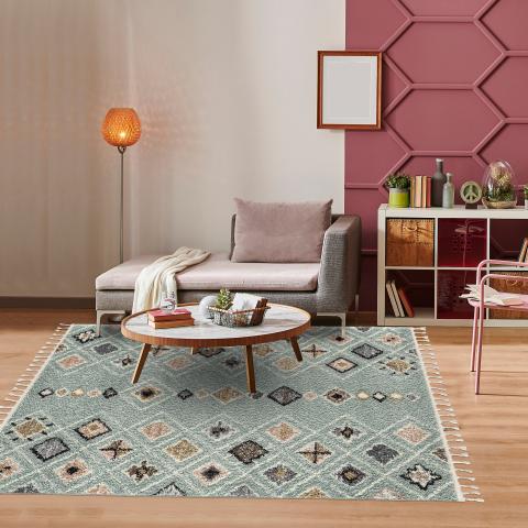 Tapis bleu et vert PASTEL E Bleu