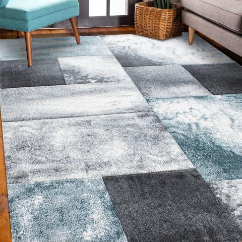 Tapis bleu et vert CARARELLI Bleu
