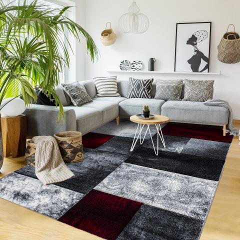 Tapis à carreaux CARARELLI Rouge