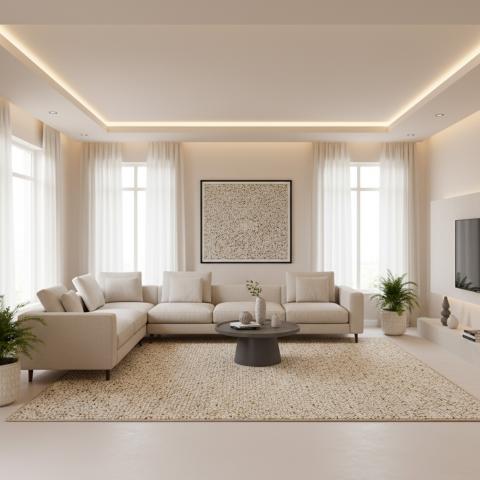 Tapis chinés PEBBLE Ecru