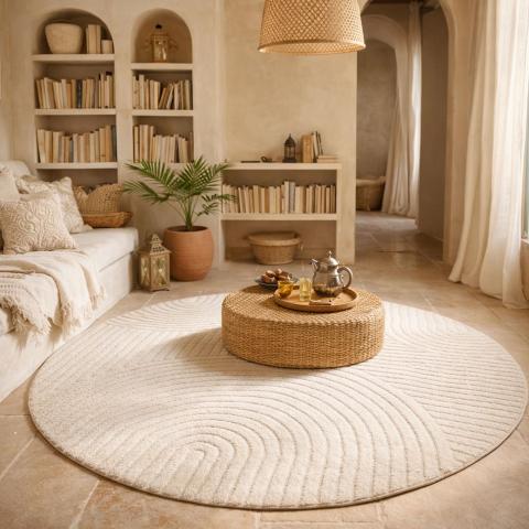 Tapis rond LYN9 CERNAN Ecru