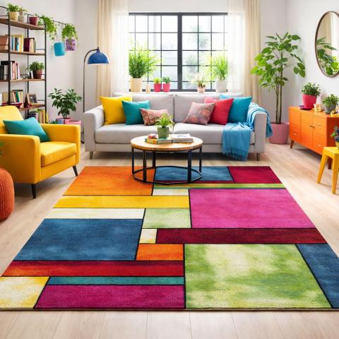 Tapis formes géométriques LYN8 GEOME Multicolore