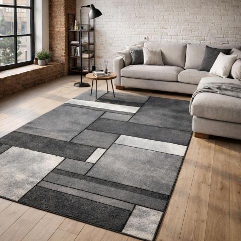 Tapis formes géométriques LYN8 GEOME Gris