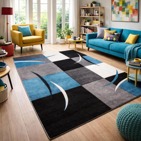 Tapis de bain noir et blanc LYN8 COMMA Blanc