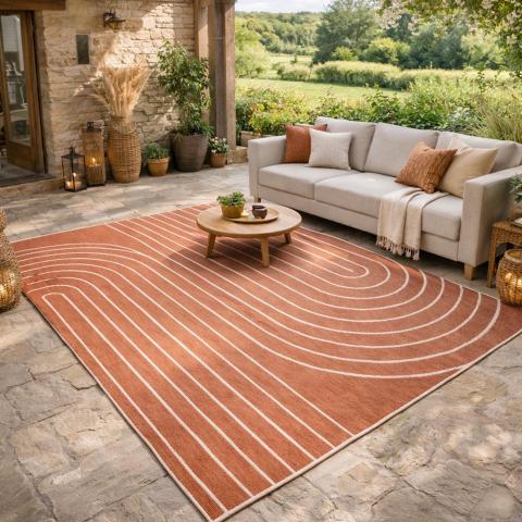 Tapis d'extérieur fait à la machine LYN2 V REVERSIBLE Orange