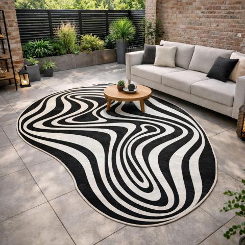 Tapis d'extérieur fait à la machine LYN2 W REVERSIBLE Noir