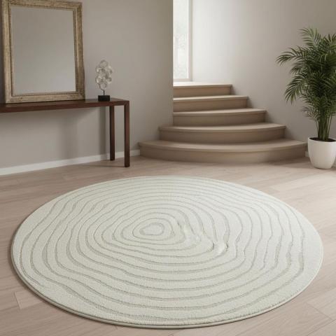 Tapis rond LYN9 SPIRATRI Crème