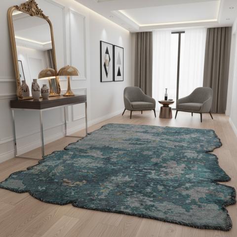 Tapis chinés LYN17 ADA Bleu