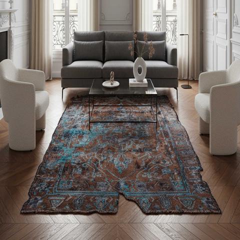 Tapis bleu et vert LYN17 AGA Bleu