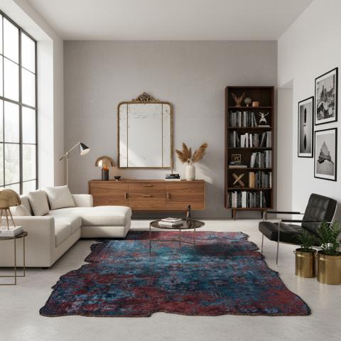 Tapis bleu et vert LYN17 AMA Bleu