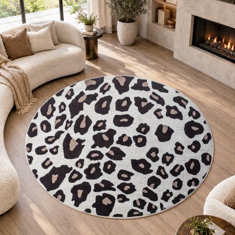 Tapis rond LYN1 LEOPARD Beige