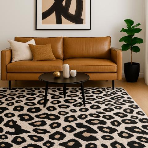 Tapis motif animalier LYN1 LEOPARD Beige