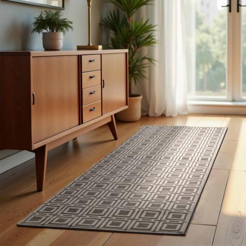 Tapis formes géométriques HOWLITE Gris