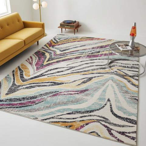 Tapis formes géométriques LYN3 LO Ecru