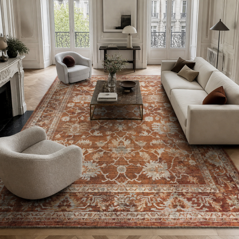 Tapis d'Orient LYN52 CANNELLE Marron
