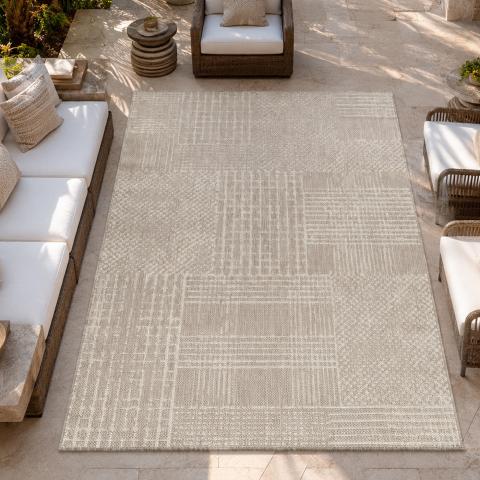 Tapis d'extérieur fait à la machine LYN53 TRAME 2 Beige