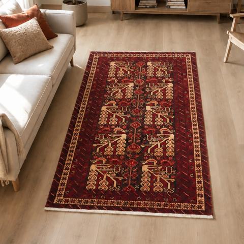 Tapis motif animalier BALUTSCH 2 Bordeaux