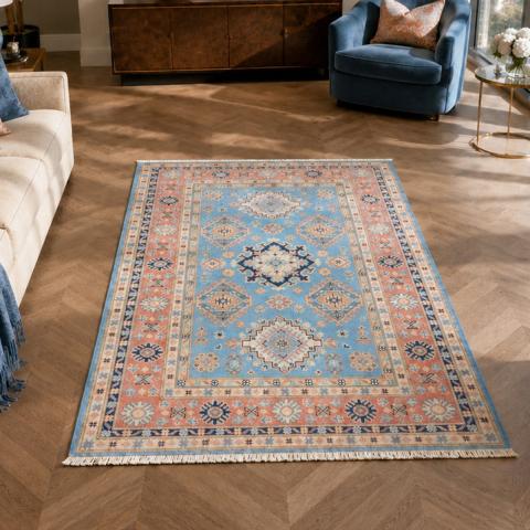 Tapis formes géométriques KAZAK CO 57 Bleu
