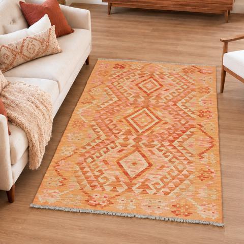 Tapis formes géométriques KILIM 37 Orange