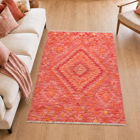 Tapis formes géométriques KILIM 39 Rouge