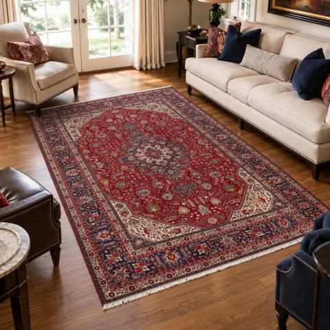 Tapis naturel TABRIZ A Rouge
