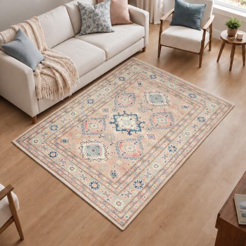 Tapis formes géométriques KAZAK CO 64 Rose