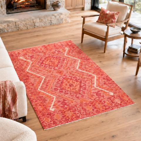 Tapis formes géométriques KILIM 77 Rouge