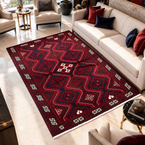 Tapis naturel LORI 7 Rouge