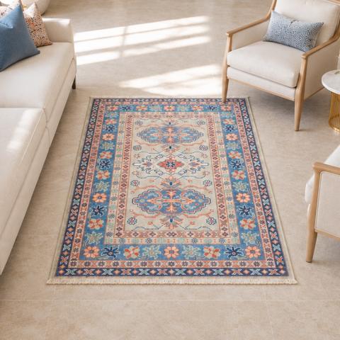 Tapis bleu et vert KAZAK CO 67 Bleu