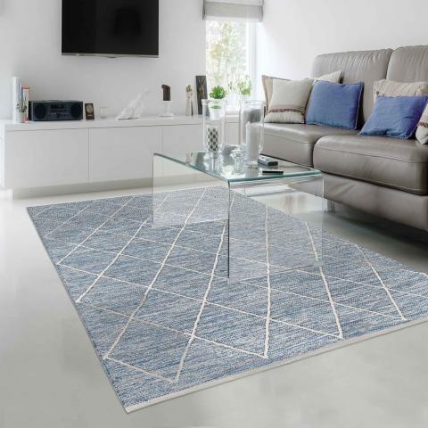 Tapis bleu et vert COTONA Bleu
