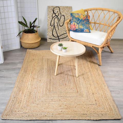 Tapis rond de salle à manger en jute en fibre naturelle 8 pieds, tapis de  sol