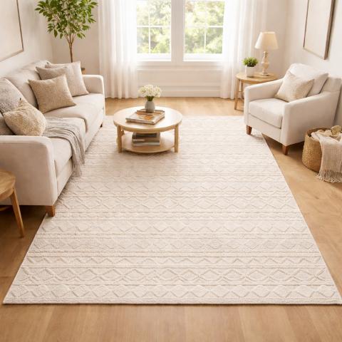 Tapis en lin TINCA Crème