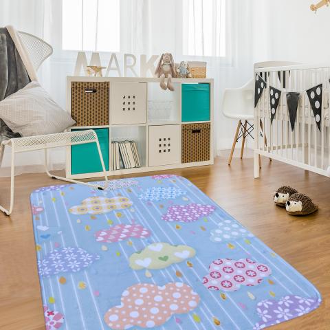 Tapis chambre bébé NUAGE 3 Bleu